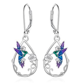 Hummingbird Earrings for Women 925 Sterling Silver Hummingbird Dangle Earrings Hummingbird Jewelry Hummingbird Gifts for Women Mom