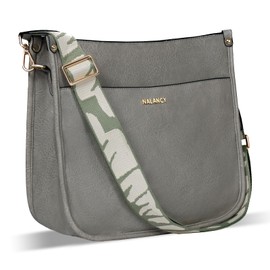 Crossbody Bags for Women Vegan Leather Hobo Handbag Fashion Shoulder Purses with Adjustable Strap (Grey)