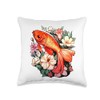 Goldfish Flowers Tees Flowers Fancy Goldfish Fantasy Art Design Throw