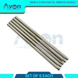 Avon Surgical Simple Stem Dental Mirror Handles with Knurled Grip - Stainless Steel (5PK)