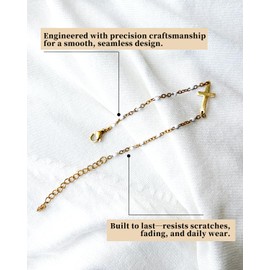 HERSAUL 14K Gold Plated Sideways Cross Bracelet for Women - Religious Cubic Zirconia Station Bracelet - Ideal for Confirmation, Baptism & Mother's Day Gifts