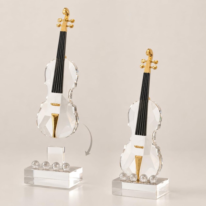 K9 Crystal Violin Figurine, 9.8-Inch Gift for Music Lovers