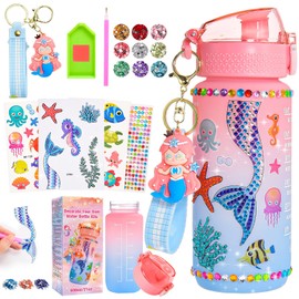 Hapikids Craft Kits for Kids, Toys for Girls 3-12 Year Old Girl Gifts for 4 5 6 7 Year Olds Girls Toys Age 4-10 Arts and Crafts for Kids DIY Water Bottle Mermaid Gifts for Girls Pink