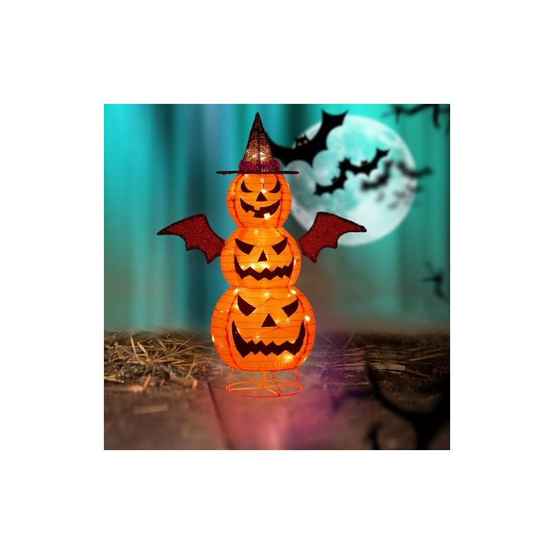 calabaza plegable de Halloween de 3 pies, 60 LED Pop-Up