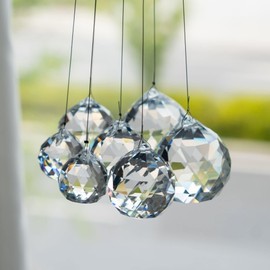 H&D HYALINE & DORA 30 mm Clear Crystal Ball Prism Feng Shui Hanging Chandelier Pendant Suncatcher, Pack of 12