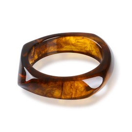 Vpanda Chunky Resin Bangle Bracelet for Women – Marbled Amber Acrylic Wide Statement Bracelet Irregular Geometric Dome Bangle for Daily Wear Party Jewelry