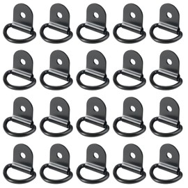 Pack of 20 Pendant Lashing Eyelets, D Construction Ring for Whip Ring, Hook, D Strap Holder, Truck, Boat Rope Bearing Folding (36 x 25 mm, Black)