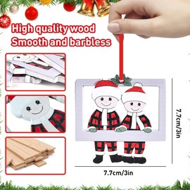 Christmas Ornaments 2024, Prsonalized Christmas Tree Decorations Happy Family of 2 Wooden Photo Frame Christmas Ornaments with DIY Name Hanging Pendant Xmas Tree Decoration Gift Ornament (Family of 2)