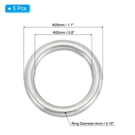 PATIKIL 5 Stück Metallringe 0,8 Zoll 316 Edelstahlringe Marine Grade Mehrzweck-O-Ringe Geschweißte Rundringe für Makramee, DIY Handwerk, Hardware, Gürtel, Hundeleine, 4x20mm