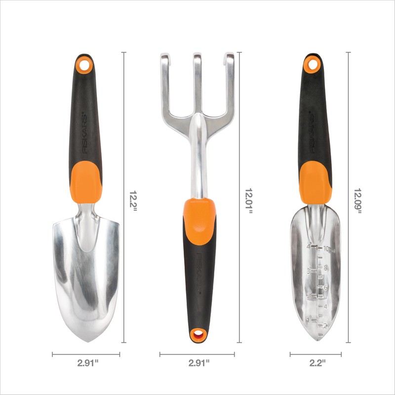Fiskars 3-in-1 Garden Tool Set, Includes Trowel, Transplanter, and Cultivator