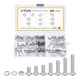 DTGN 231Pcs M5-0.8x8/10/12/16/20/25/30mm Button Head Socket Cap Screws - 304 Stainless Steel Bolt Nut Set Washer Assortment Kit - Good for Road Bicycle, Mountain Bike, Auto
