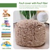 HIGOGOGO Round Stuffed Pouf Ottoman, Long Faux Fur Poufs with