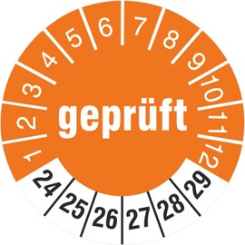 200 test labels with imprint, tested 30 mm, 2024-2029 test badges