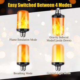 VIHOSE 12 Pcs Flickering Light Bulbs 4 Modes LED Flame Light Bulbs with Flickering E26 Base for Halloween Christmas Decorations Party Outdoor Indoor Home Decor(Yellow)