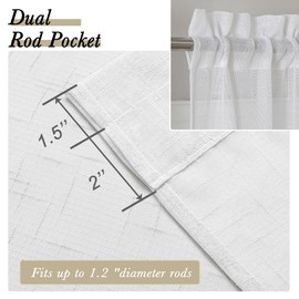 Aiyufeng Kirei Elegant Extra Long Linen Look Sheer Curtains 96 Inches Long 2 Pieces, Farmouse Semi Sheers Linen Curtains/Window Treatments Panels/Drapes (Set of 2, 40 by 96 Inch, Pure White)