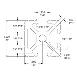 8020, 1003, 10 Series 1 Inch x 1 Inch Tri Slot Three Open Channel T-Slotted Aluminum Extrusion DIY Extruded Linear Slot Bar Rail 80/20 (Clear Anodize, 24" Long)