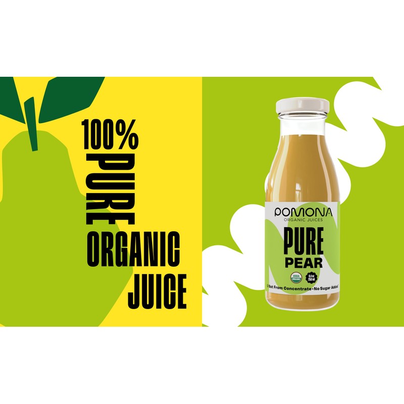 Pomona Organic Pear Juice, Cold Pressed USDA Organic Juices, Pears