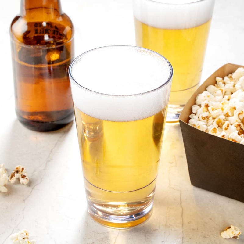 Bev Tek 16 Ounce Plastic Drinking Glasses, 12 Reusable Plastic