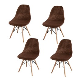 ACOFRR - Fundas elásticas para sillas de terciopelo de mediados de siglo, modernas fundas para sillas sin brazos, fundas para sillas de descanso para cocina, comedor, sala de estar (café, 4)