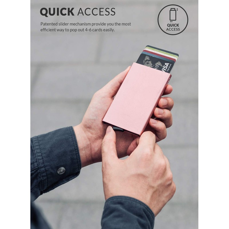 VULKIT Men's or Women's Automatic Metal Credit Card Holder Pop