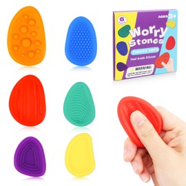 Fidget Toys Sensory Stones, Pack of 6 Stress Relief Toy, Sensory Toy for Children Adults, Fidget Toys Autism Sensory Toy for Stress, Anxiety, ADHD