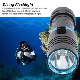 Diving Torch, Waterproof Underwater LED Torch, 5000LM Diving Torch for Underwater, Deep Sea Caves, Night Fishing, White Light