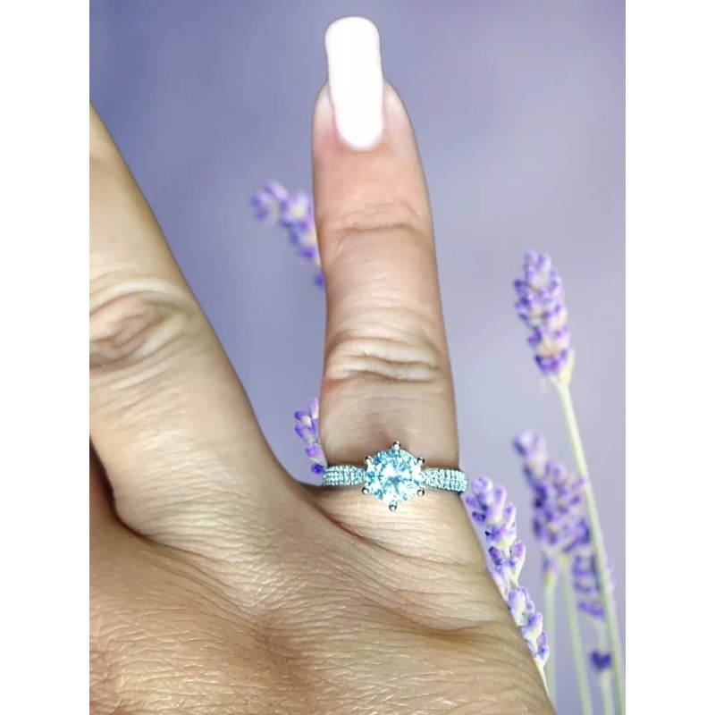 Importacion Anillo De Compromiso Piedra Grande Plata