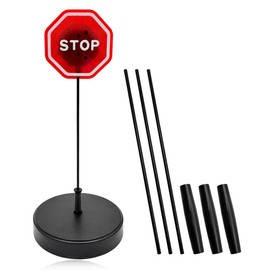 povtii Warning Parking Signs, ABS Intelligent Garage Flashing Safety Parking Signs, Adjustable Flashing LED Lighted Parking Warning Sign with Poles, Universal Car Accessories