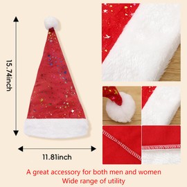 8 Pcs Christmas Hats and Scraves Set, 2 Santa Hats with Star, 2 Scarves, 4 Headbands Bulk for Christmas Holiday Party, Xmas Warm Outfits Gift for Family Unisex Women Teens