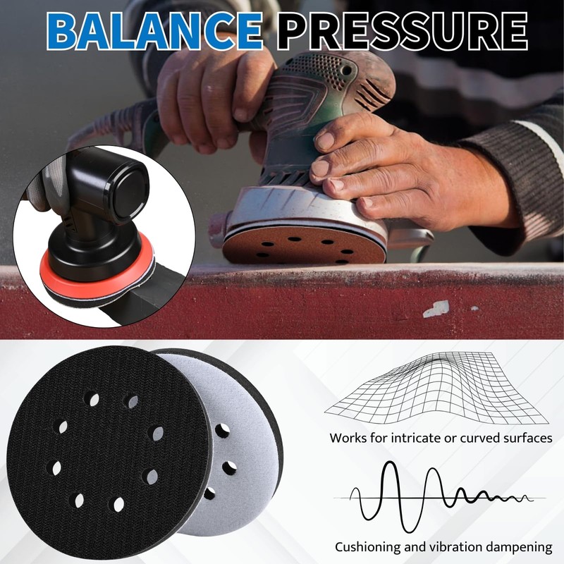 POTUINOM 5 Inch 8 Holes Foam Sanding Pads 2 Pack