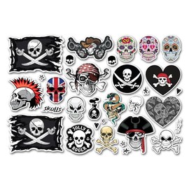 A4 Sticker Sheet Skulls Vinyl Stickers - Pirate Crossbones Men Women Kids Sport Hobbies Hobby Travel Scrapbooking Journal Decor Gift #82168