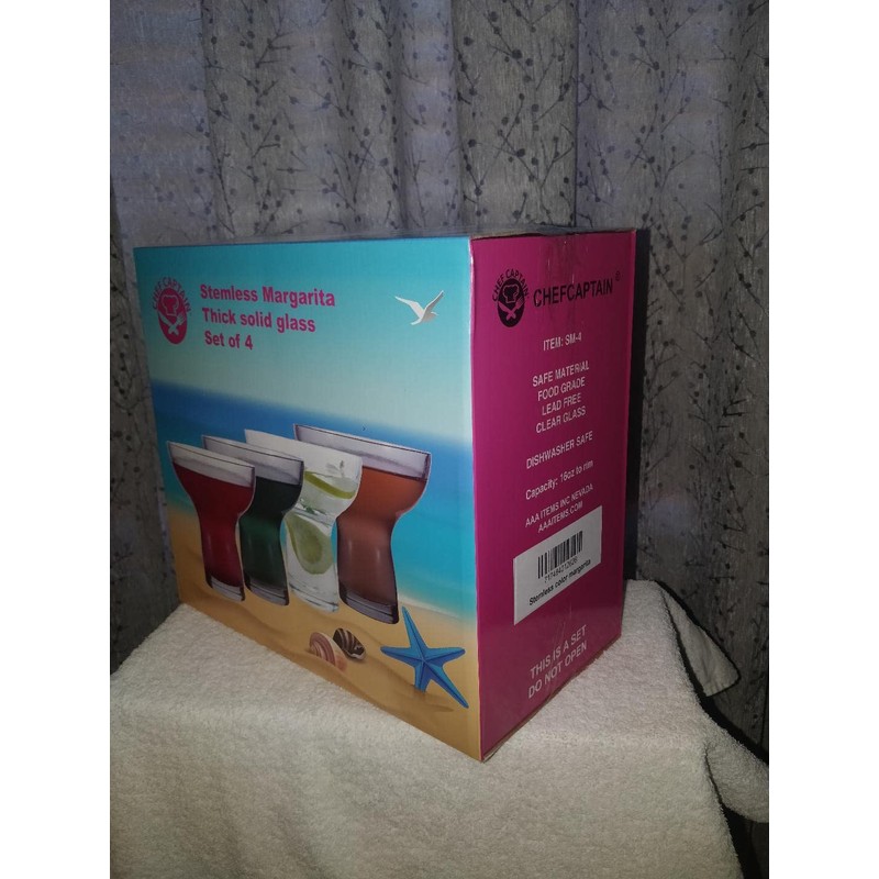 Chefcaptain Stemless Margarita Glasses/Tumblers, Set Of 4, 16 Oz, Color