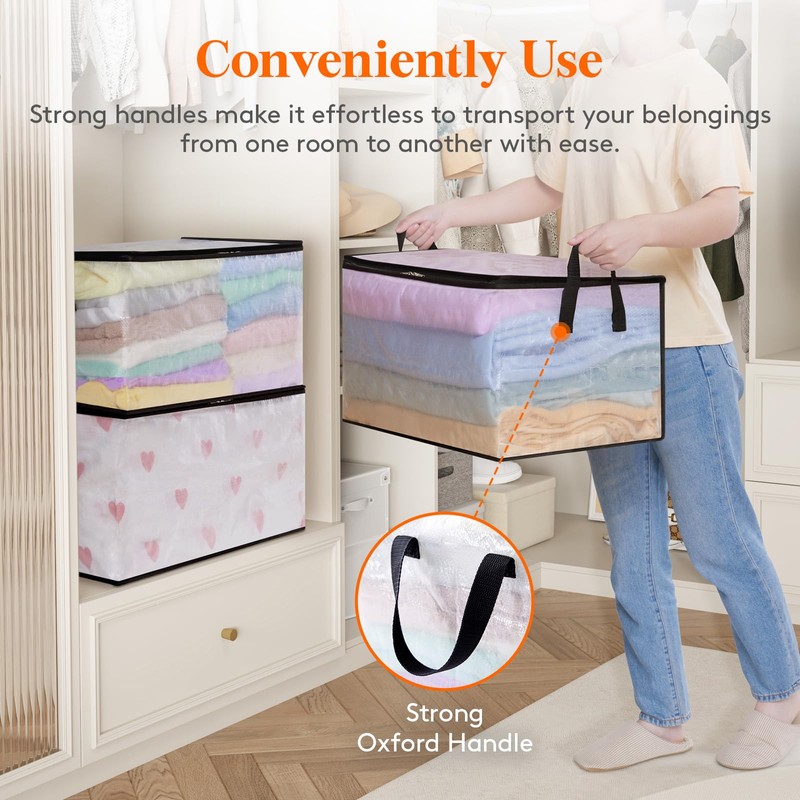 Lifewit Pack of 4 Transparent Plastic Storage Bags, 60 L