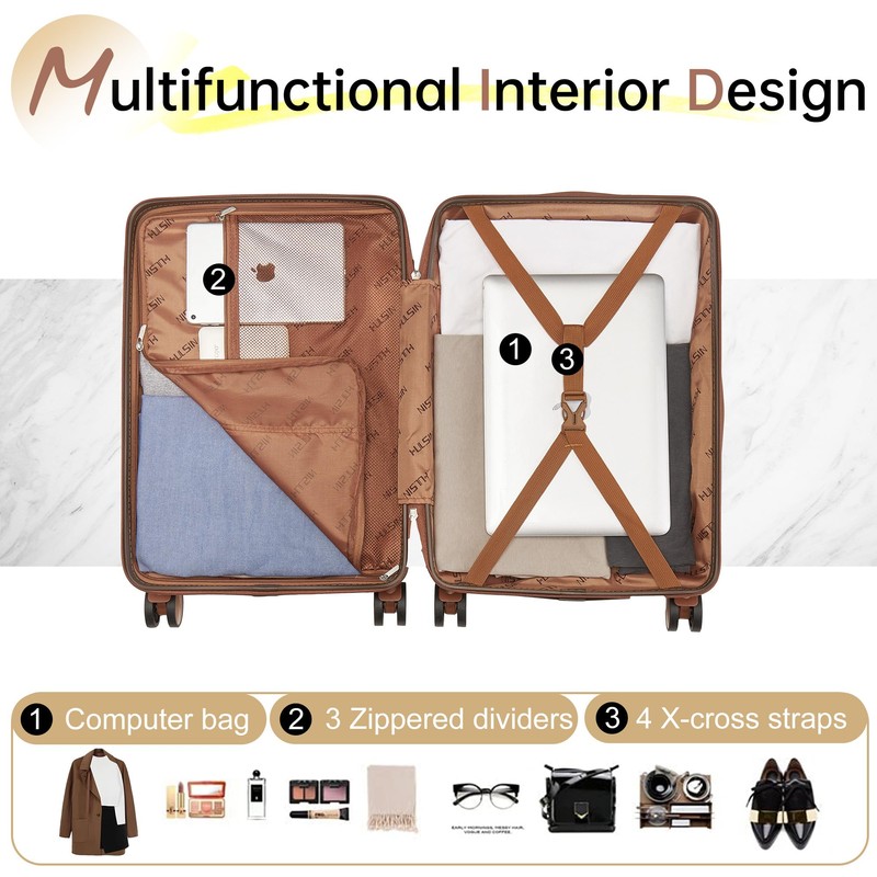 Hulsin Carry on Luggage with Spinner Wheels, 22x14x9 Airline Approved
