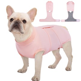 Kuoser Dog Recovery Suit After Surgery, Recovery Suit for Female Male Dogs, Substitute E-Collar & Cone, Dog Spay Suits Anti Licking Wounds Onesie, Soft Breathable Dog Surgical Suit,Pink XS