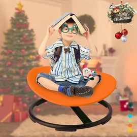 Children Round Spinning Swivel Chair,Boost Balance and Coordination in Kids, Sit and Spin Swivel Chair for Kids Toddlers, Sensory Spinning Seat - Color: ORANGE