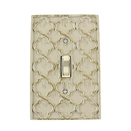 Meriville Moroccan 1 Toggle Wallplate, Single Switch Electrical Cover Plate, Ivory