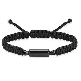 Imrsanl Stainless Steel Cremation Bracelet for Ashes - Cylinder Urn Bangles for Human Ashes - Memorial Ashes Keepsake Jewelry for Men Women (Rope Bracelet-Black)