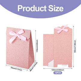 Cheriswelry 12Pcs Pink Gift Bags With Bow Party Favor Supplies Rectangle Candy Goodie Bags 3.11x1.81 Inch for Gift Wrap Birthday Wedding Valentines’ Day Holiday Accessory