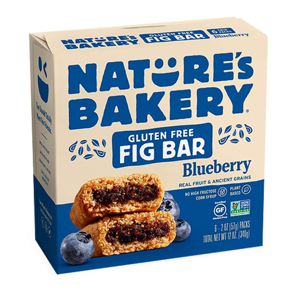 Nature's Bakery Gluten-Free Real Blueberry Fruit, Whole Grain Fig Bar: 1 Box (6 Bars)