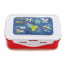Tyrrell Katz Kids Space Printed Lunch Box in Red - Children's Food Container with Clip Lock Lid and Removable Inner Divider - 17 x 11 x 5 cm