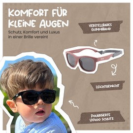 Maesy Luca Children's Sunglasses for Toddlers and Babies, 1-3 Years, UV400 Polarised Protection, Flexible and Flexible Frame, Adjustable Elastic Band, Safe and Comfortable Children's Sunglasses,