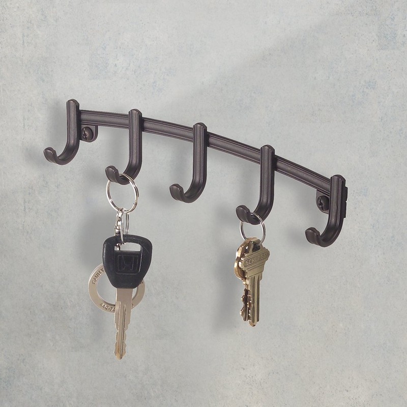 iDesign York Lyra Wall-Mounted Key Holder, Metal Key Hooks Strip