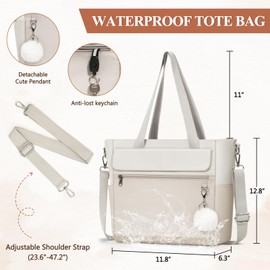 Canvas Tote Bags for Women with Zipper Waterproof Work Bag Large Crossbody Bag for Work Travel Teacher Nurse College