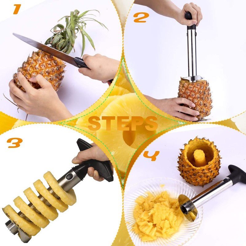 Rngeo 2 Pack Stainless Steel Pineapple Corer Cutter Slicer Peeler