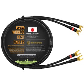 WORLDS BEST CABLES - 6 Foot - Coaxial Audiophile Single Speaker Cable for Center Channel - Custom Made Using Mogami 3082 Wire & Eminence Gold Plated Spade Plugs (2 Plugs on Each end)