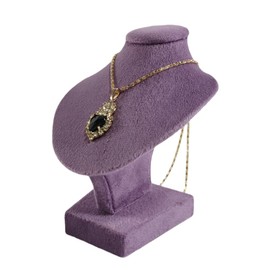 SCIKHEFT Mini Pendant Jewelry Display Stand Bust White PU Holder Black Velvet Mannequin Necklace Stand Wooden Portrait Model 12cm (Taro Purple)