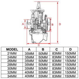 Motorcycle PWK 26 mm Carburettor for 75cc / 80cc / 100cc / 125cc ATV, Dirt Bike - Black