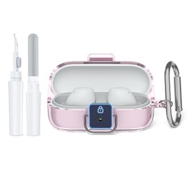 Headphone Case Compatible with Sony WF-C510 Case, TPU Shockproof, 360 Degree Protection Against Drops, with Ring Track Knots, Includes a Cleaning Pen for Headphone Box (Transparent Pink)