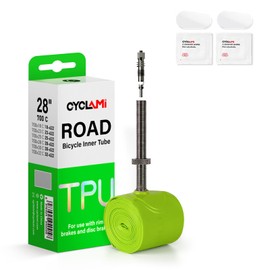 CYCLAMI 700C 28 Inch TPU Tube, Removable Valve Core, Bicycle Tube, 1.3 oz (38 g), Ultra Lightweight, Road Bikes, 700 x 18 - 32C, Heavy Duty, Metal French Valve Lengths, 1.8 / 2.4 / 3.1 inches (45 / 60